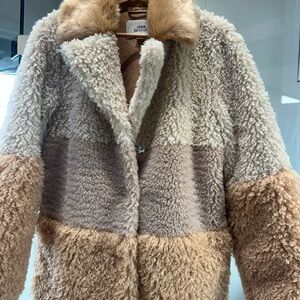 Urban Outfitters Teddy Jacket - Cream and Tan